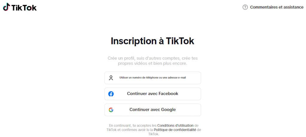 créer un compte tiktok